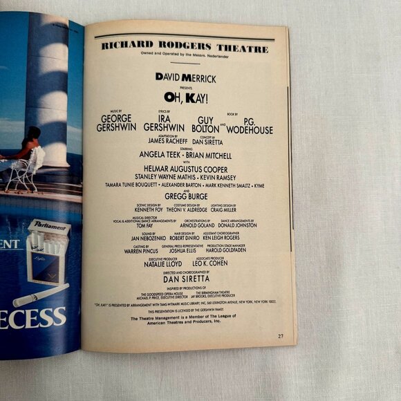 Oh Kay Playbill 1990 Richard Rodgers Theatre Broadway Musical George Gershwin - Picture 3 of 15